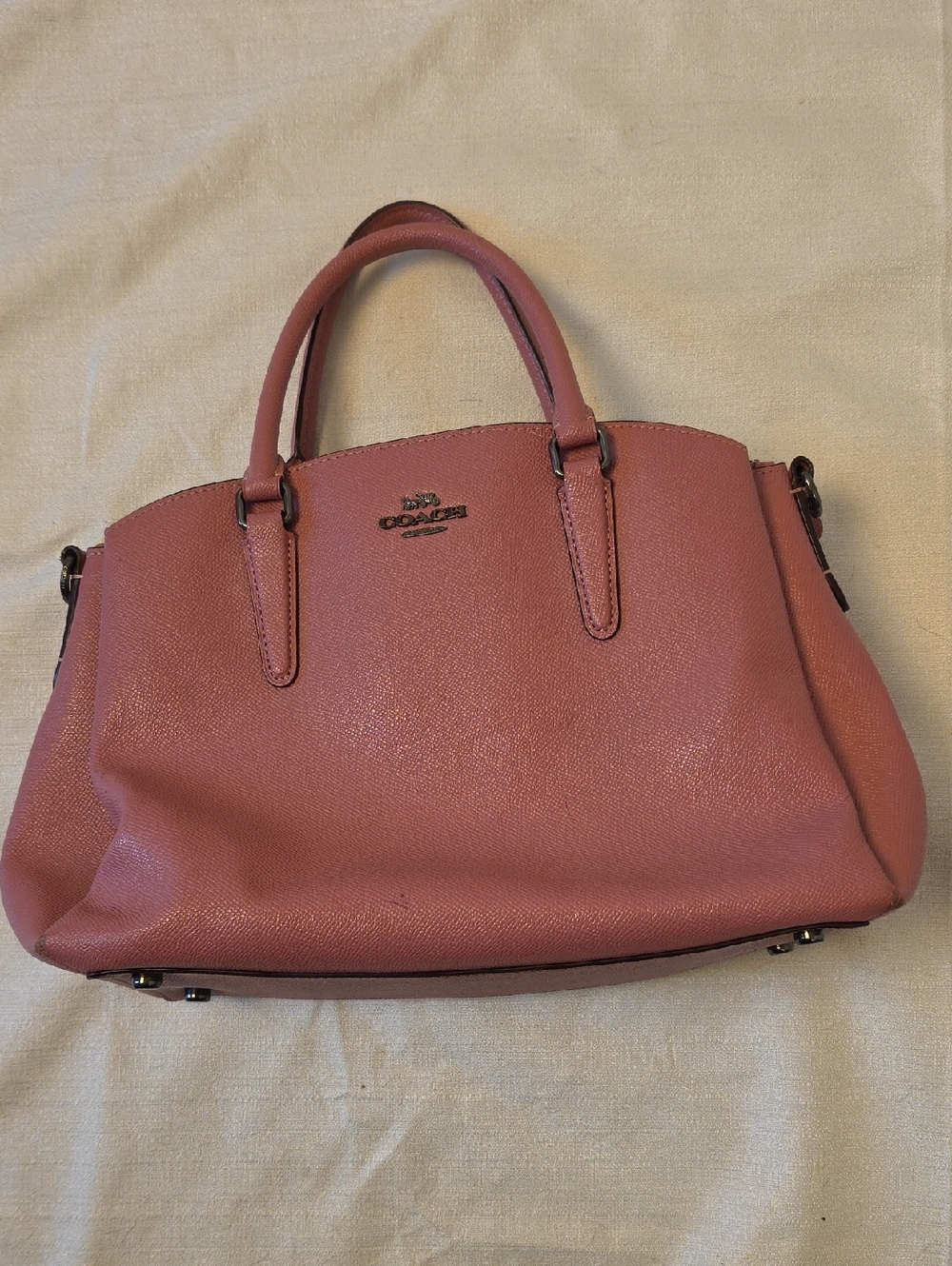 Vintage Coach Sage Carryall Dusty Rose Crossgrain Leather Satchel